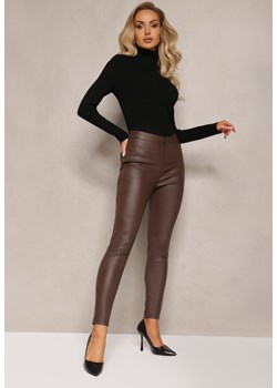 Brązowe Spodnie z Ekoskóry o Fasonie Skinny Sonowa ze sklepu Renee odzież w kategorii Spodnie damskie - zdjęcie 164877183