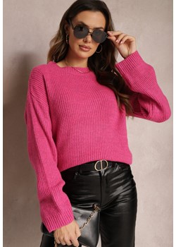 Fuksjowy Sweter z Miękkiej Dzianiny Hiuzze ze sklepu Renee odzież w kategorii Swetry damskie - zdjęcie 164877243