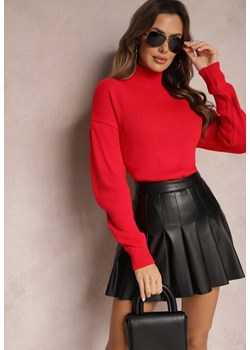 Czerwony Klasyczny Golf o Asymetrycznym Kroju Abezza ze sklepu Renee odzież w kategorii Swetry damskie - zdjęcie 164877263