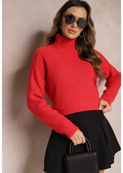 Czerwony Golf z Elastycznej Dzianiny Cuzze ze sklepu Renee odzież w kategorii Swetry damskie - zdjęcie 164877273