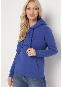 Niebieska Bluza Ocieplana z Nadrukiem Grolla ze sklepu Born2be Odzież w kategorii Bluzy damskie - zdjęcie 164881613