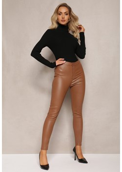 Brązowe Spodnie z Ekoskóry o Fasonie Skinny Sonowa ze sklepu Renee odzież w kategorii Spodnie damskie - zdjęcie 164882424