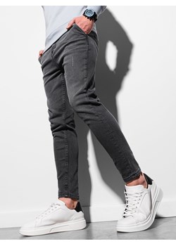 Spodnie męskie jeansowe SKINNY FIT z kieszeniami chino - grafitowe V7 OM-PADP-0100 ze sklepu ombre w kategorii Jeansy męskie - zdjęcie 164883792