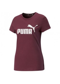 PUMA T-Shirt damski Essential Logo bordowy ze sklepu taniesportowe.pl w kategorii Bluzki damskie - zdjęcie 164899061