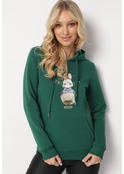 Zielona Bluza z Kapturem i Nadrukiem Diames ze sklepu Born2be Odzież w kategorii Bluzy damskie - zdjęcie 164899871