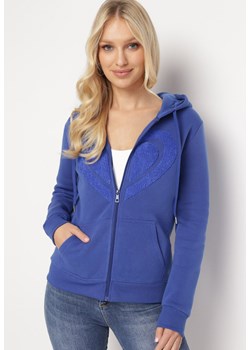 Niebieska Rozsuwana Bluza z Kapturem Melargus ze sklepu Born2be Odzież w kategorii Bluzy damskie - zdjęcie 164899891