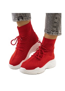 Czerwone sneakersy skarpetkowe Dowden ze sklepu ButyModne.pl w kategorii Buty sportowe damskie - zdjęcie 164910632