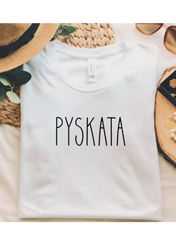 biała damska koszulka PYSKATA ze sklepu Time For Fashion w kategorii Bluzki damskie - zdjęcie 164921883