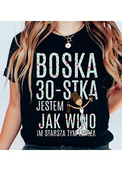 czarna koszulka na 30 urodziny BOSKA 30 DLA brunetki ze sklepu Time For Fashion w kategorii Bluzki damskie - zdjęcie 164922901