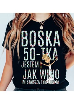 czarna koszulka na 50 urodziny BOSKA 50 DLA blondynki ze sklepu Time For Fashion w kategorii Bluzki damskie - zdjęcie 164922903