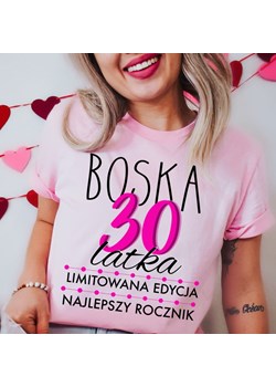 fajna damska koszulka na 30 - boska 30 - kolor różowy ze sklepu Time For Fashion w kategorii Bluzki damskie - zdjęcie 164923364