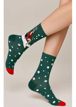 Długie skarpetki świąteczne z prążkowanej bawełny Relax, Kolor zielony-wzór, Rozmiar 36-39, Conte ze sklepu Intymna w kategorii Skarpetki damskie - zdjęcie 164925521