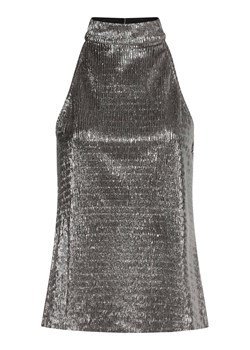 Vila Top damski Kobiety Sztuczne włókno srebrny jednolity ze sklepu vangraaf w kategorii Bluzki damskie - zdjęcie 164935184