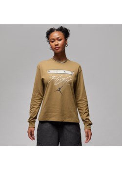 Damski T-shirt z długim rękawem i grafiką Jordan - Brązowy ze sklepu Nike poland w kategorii Bluzki damskie - zdjęcie 164937042