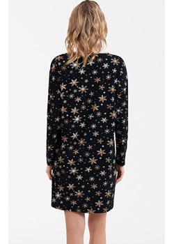 Bawełniana koszula nocna damska w śnieżynki Laponia, Kolor czarny-wzór, Rozmiar S, Italian Fashion ze sklepu Primodo w kategorii Koszule nocne - zdjęcie 164939110