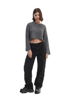 Cropp - Luźny szary sweter - szary ze sklepu Cropp w kategorii Swetry damskie - zdjęcie 164951321