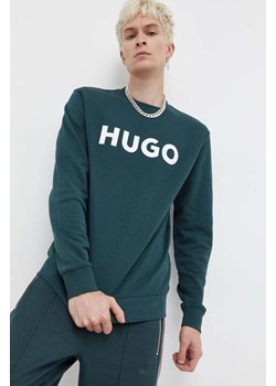 HUGO bluza bawełniana męska kolor zielony z nadrukiem 50477328 ze sklepu ANSWEAR.com w kategorii Bluzy męskie - zdjęcie 165004104