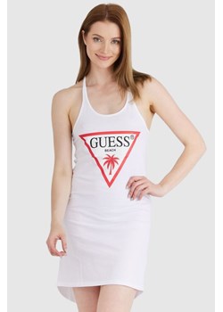 GUESS Biała sukienka z trójkątnym logo, Wybierz rozmiar L ze sklepu outfit.pl w kategorii Sukienki - zdjęcie 165007444