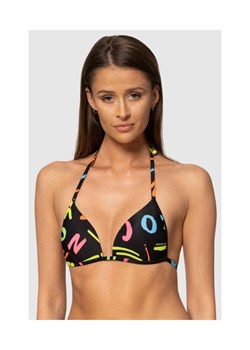 MOSCHINO Czarna góra od bikini w neonowe litery, Wybierz rozmiar L ze sklepu outfit.pl w kategorii Stroje kąpielowe - zdjęcie 165007593