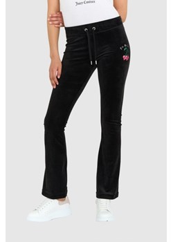 JUICY COUTURE Czarne welurowe spodnie dresowe z haftowanymi wisienkami, Wybierz rozmiar M ze sklepu outfit.pl w kategorii Spodnie damskie - zdjęcie 165007791
