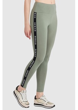 GUESS Zielone legginsy damskie z lampasami, Wybierz rozmiar XS ze sklepu outfit.pl w kategorii Spodnie damskie - zdjęcie 165008023