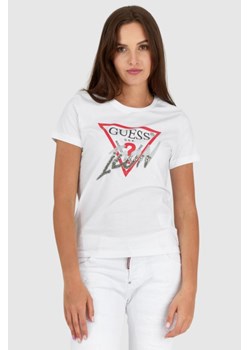 GUESS Biały t-shirt damski icon, Wybierz rozmiar M ze sklepu outfit.pl w kategorii Bluzki damskie - zdjęcie 165008703