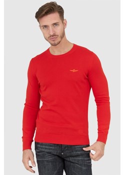 AERONAUTICA MILITARE Czerwony sweter męski, Wybierz rozmiar XXL ze sklepu outfit.pl w kategorii Swetry męskie - zdjęcie 165008872