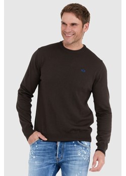 LA MARTINA Brązowy sweter męski z wełną, Wybierz rozmiar L ze sklepu outfit.pl w kategorii Swetry męskie - zdjęcie 165008964