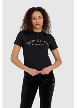 JUICY COUTURE Czarny t-shirt damski z diamentowym logo, Wybierz rozmiar S ze sklepu outfit.pl w kategorii Bluzki damskie - zdjęcie 165009173