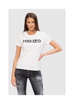KENZO Biały t-shirt damski z czarnym logo, Wybierz rozmiar L ze sklepu outfit.pl w kategorii Bluzki damskie - zdjęcie 165009230