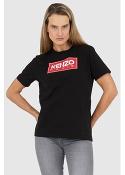 KENZO Czarny t-shirt damski z czerwonym logo, Wybierz rozmiar L ze sklepu outfit.pl w kategorii Bluzki damskie - zdjęcie 165009250