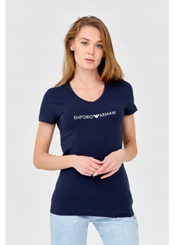 EMPORIO ARMANI Damski t-shirt granatowy, Wybierz rozmiar S ze sklepu outfit.pl w kategorii Bluzki damskie - zdjęcie 165009631