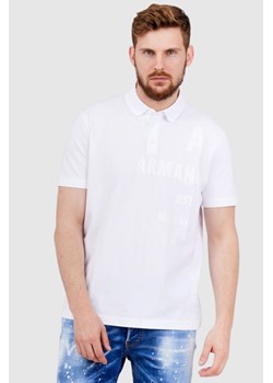 ARMANI EXCHANGE Biała koszulka polo z nadrukiem, Wybierz rozmiar L ze sklepu outfit.pl w kategorii T-shirty męskie - zdjęcie 165009812