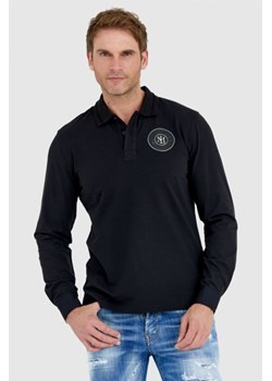 LA MARTINA Czarne polo z długim rękawem i okrągłym logo, Wybierz rozmiar 3XL ze sklepu outfit.pl w kategorii T-shirty męskie - zdjęcie 165010304