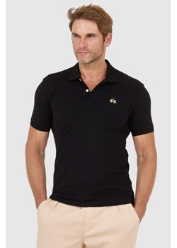 LA MARTINA Czarna koszulka polo z małym logo, Wybierz rozmiar 3XL ze sklepu outfit.pl w kategorii T-shirty męskie - zdjęcie 165010321