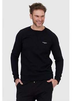 BALMAIN Czarna bluza męska z aksamitnym logo, Wybierz rozmiar M ze sklepu outfit.pl w kategorii Bluzy męskie - zdjęcie 165010540