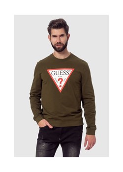 GUESS Zielona bluza męska z trójkątnym logo, Wybierz rozmiar XL ze sklepu outfit.pl w kategorii Bluzy męskie - zdjęcie 165010873