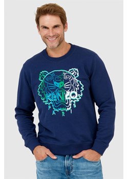 KENZO Granatowa bluza męska z wyszywanym logo, Wybierz rozmiar XXL ze sklepu outfit.pl w kategorii Bluzy męskie - zdjęcie 165010894
