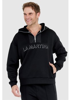 LA MARTINA Czarna bluza męska ze srebrnym logo, Wybierz rozmiar L ze sklepu outfit.pl w kategorii Bluzy męskie - zdjęcie 165010902