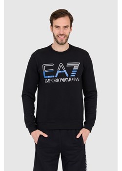 EA7 Czarna bluza męska z niebieskim logo, Wybierz rozmiar L ze sklepu outfit.pl w kategorii Bluzy męskie - zdjęcie 165011291