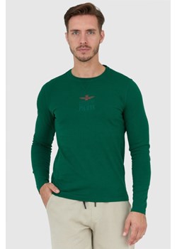 AERONAUTICA MILITARE Zielony longsleeve męski z wyszywanym logo, Wybierz rozmiar XXL ze sklepu outfit.pl w kategorii T-shirty męskie - zdjęcie 165011380