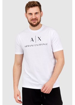 ARMANI EXCHANGE Biały t-shirt męski z czarnym logo, Wybierz rozmiar S ze sklepu outfit.pl w kategorii T-shirty męskie - zdjęcie 165013621