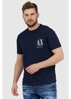 ARMANI EXCHANGE Granatowy t-shirt męski z wyszywanym logo, Wybierz rozmiar L ze sklepu outfit.pl w kategorii T-shirty męskie - zdjęcie 165013660