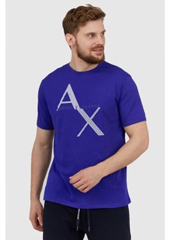 ARMANI EXCHANGE Niebieski t-shirt męski z logo, Wybierz rozmiar S ze sklepu outfit.pl w kategorii T-shirty męskie - zdjęcie 165013684