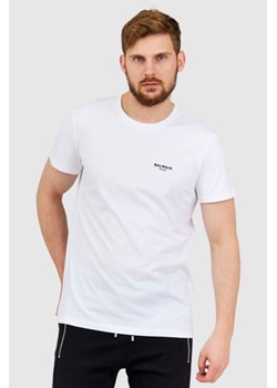 BALMAIN Biały t-shirt męski z małym aksamitnym logo, Wybierz rozmiar M ze sklepu outfit.pl w kategorii T-shirty męskie - zdjęcie 165013692
