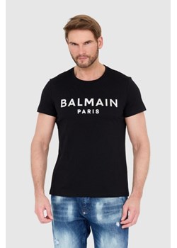 BALMAIN Czarny t-shirt męski ze srebrnym logo, Wybierz rozmiar 2XL ze sklepu outfit.pl w kategorii T-shirty męskie - zdjęcie 165013743