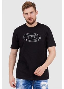 DIESEL Czarny t-shirt męski z wytłaczanym logo, Wybierz rozmiar M ze sklepu outfit.pl w kategorii T-shirty męskie - zdjęcie 165013811