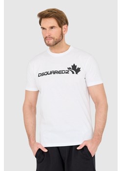 DSQUARED2 Biały bawełniany t-shirt z dużym logo, Wybierz rozmiar S ze sklepu outfit.pl w kategorii T-shirty męskie - zdjęcie 165013823