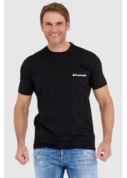 DSQUARED2 Czarny t-shit męski z kieszonką mini gummy, Wybierz rozmiar M ze sklepu outfit.pl w kategorii T-shirty męskie - zdjęcie 165013903