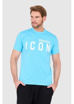 DSQUARED2 Niebieski t-shirt męski z dużym logo icon, Wybierz rozmiar S ze sklepu outfit.pl w kategorii T-shirty męskie - zdjęcie 165013911